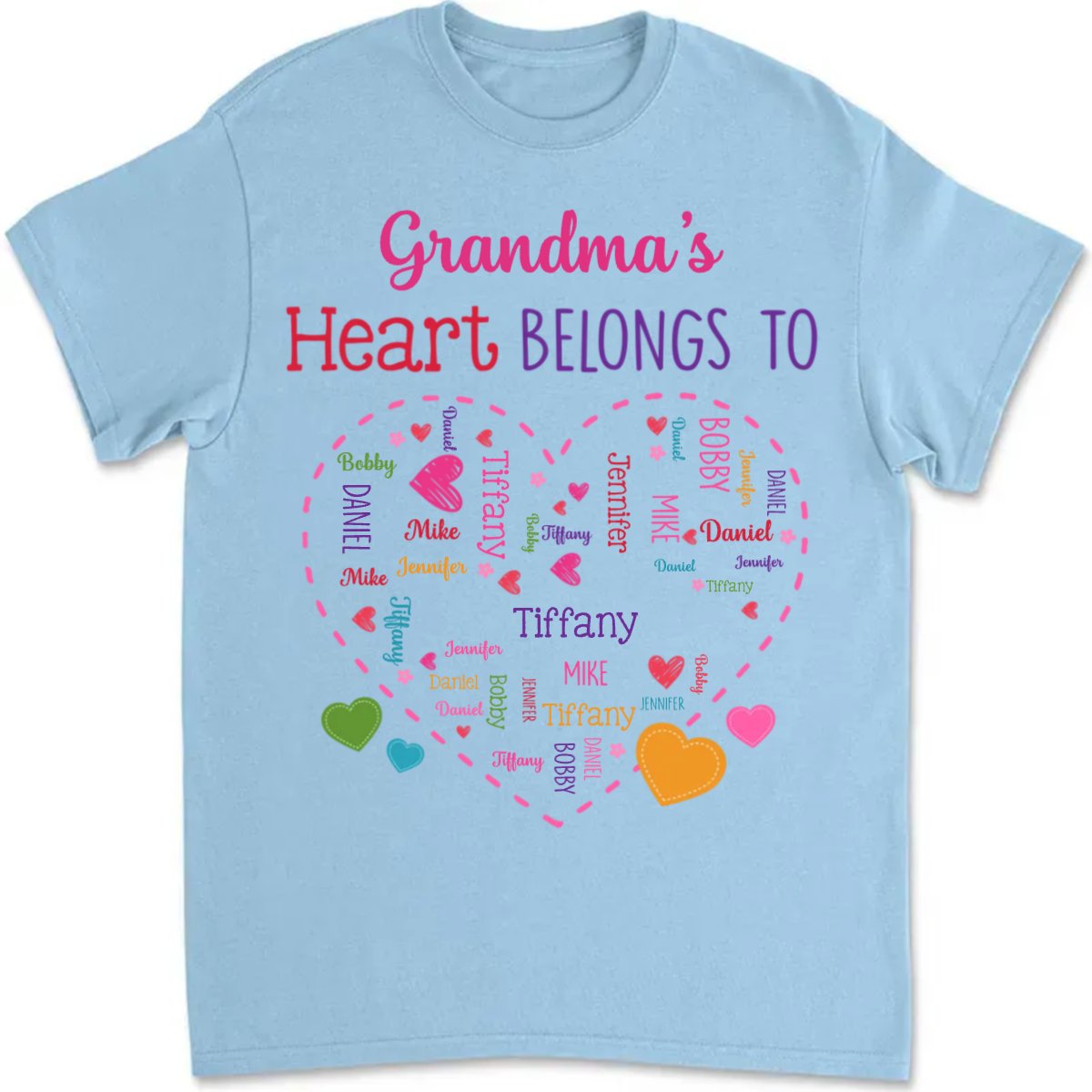 Grandma - Heart Belongs To - Personalized Unisex T - shirt (LH) - The Next Custom Gift
