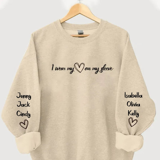Grandma - I Wear My Heart on My Sleeve - Personalized Sweatshirt (VT) - The Next Custom Gift