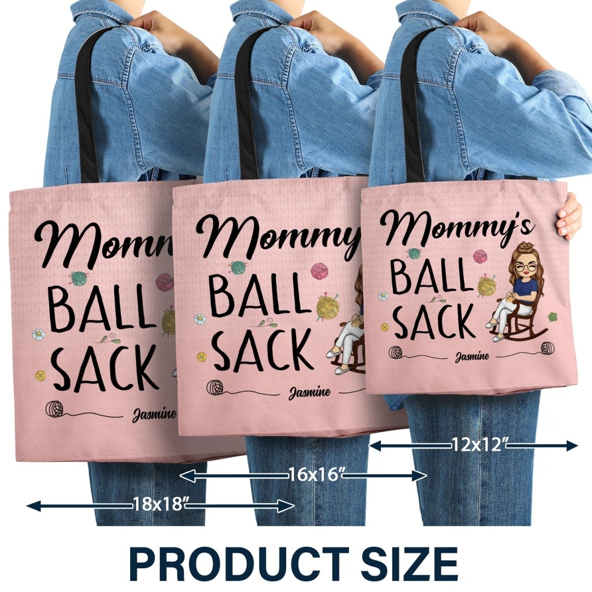 Grandma - Knitting Ball Sack - Gift For Grandma And Mother - Personalized Zippered Canvas Bag - The Next Custom Gift