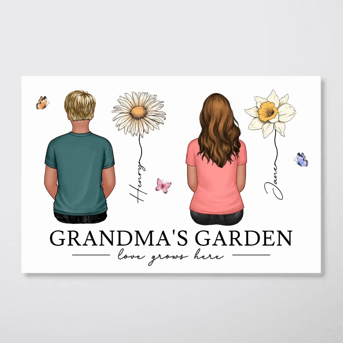 Grandma - Love Grows Here Grandma Garden Birth Month Flowers - Personalized Poster (VT) - The Next Custom Gift