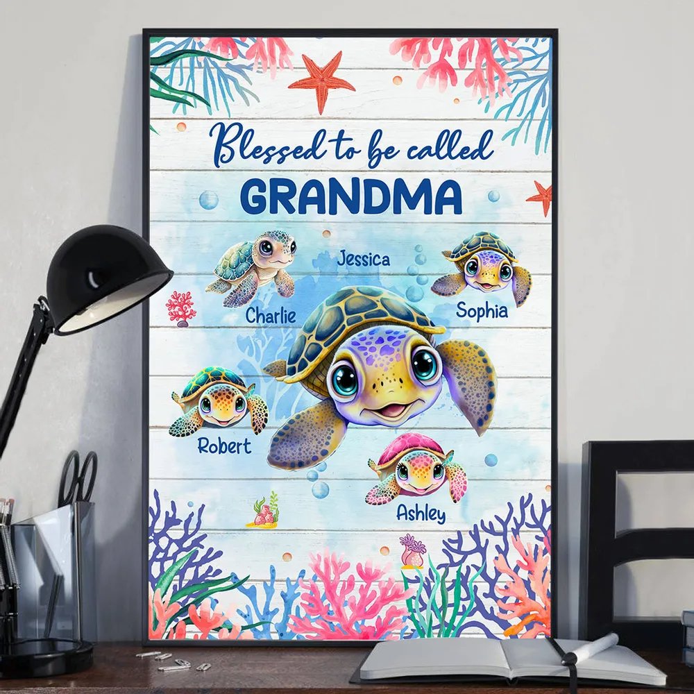 Grandma Mom Turtle Personalized Poster, Mother's Day Gift - The Next Custom Gift
