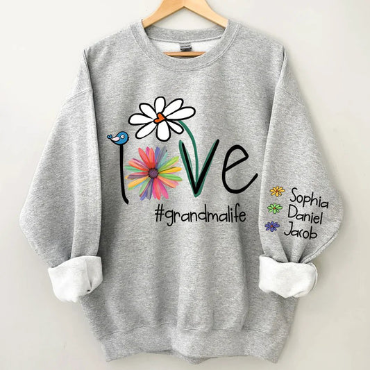 Grandma - Personalized Love Grandma Life Flower - Personalized Sweatshirt (VT) - The Next Custom Gift