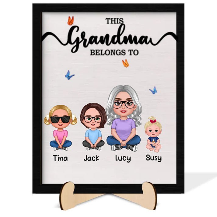 Grandma - This Grandma Belongs To - Personalized 2 - Layer Wooden Plaque - The Next Custom Gift