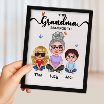 Grandma - This Grandma Belongs To - Personalized 2 - Layer Wooden Plaque - The Next Custom Gift