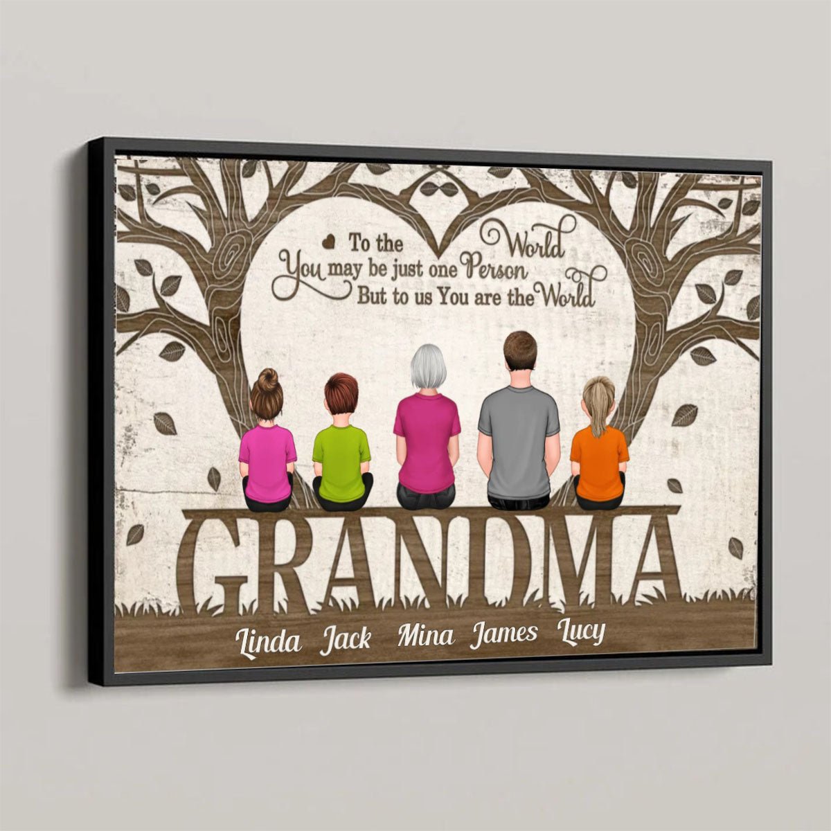 Grandma - You Are The World Back View - Personalized Horizontal Poster - The Next Custom Gift