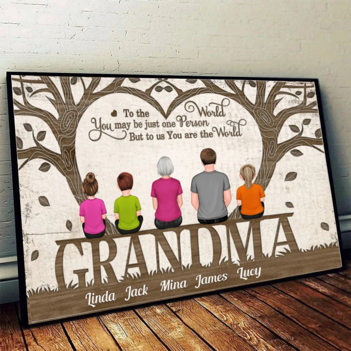 Grandma - You Are The World Back View - Personalized Horizontal Poster - The Next Custom Gift