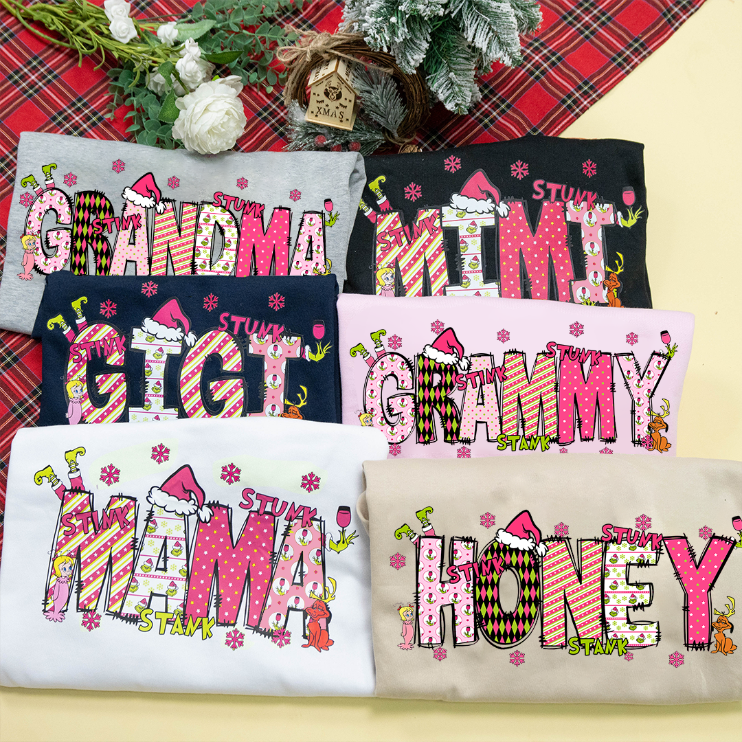 Custom Christmas Family Sweatshirt - Personalized Holiday Sweatshirt for Mama, Mom, Mimi, or Grandma with Kids' Name