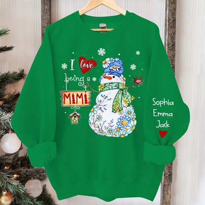 I love being mimi snowman flower And Grandkids Merry Christmas Sweatshirt