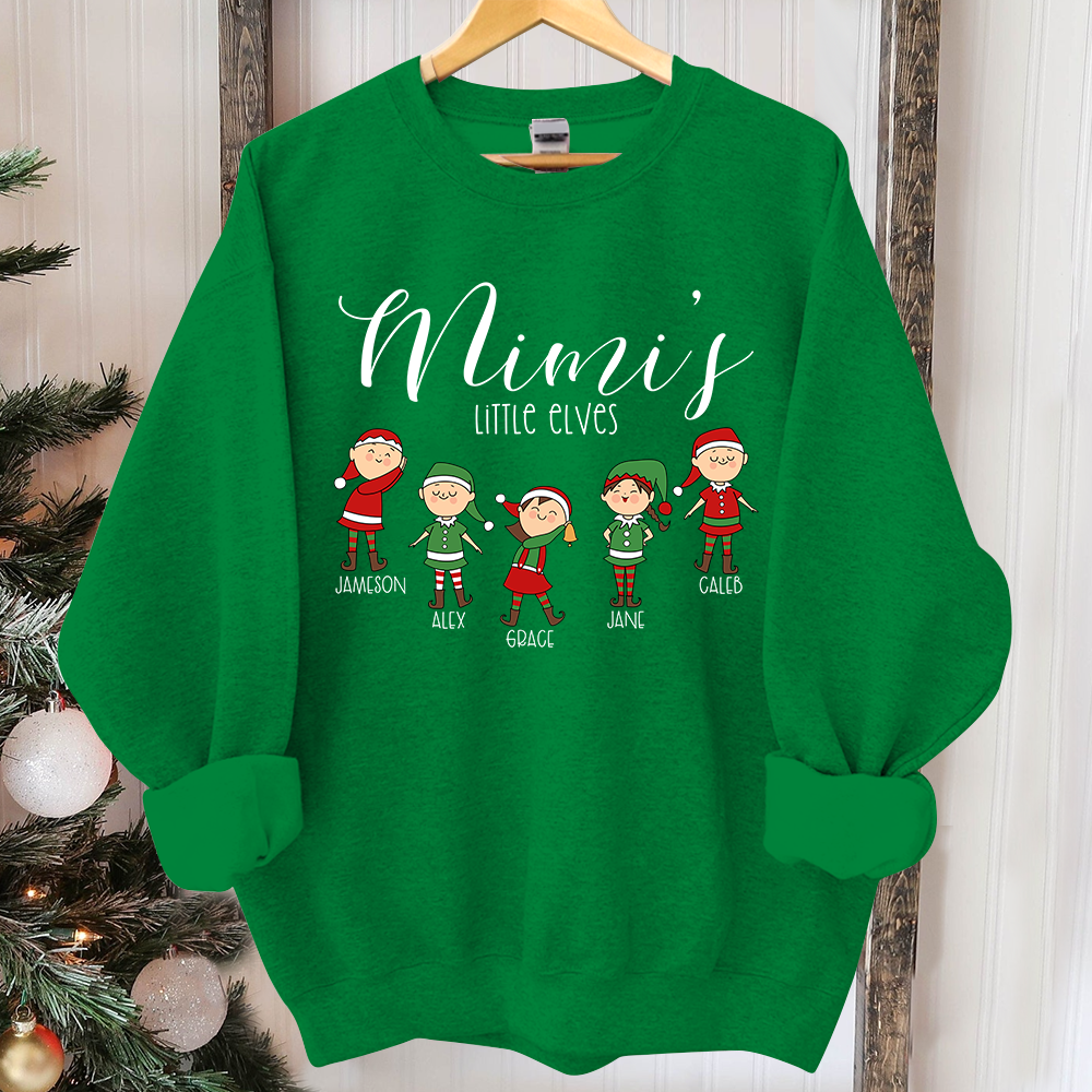 Mimi little elves And Grandkids Christmas Merry Sweatshirt