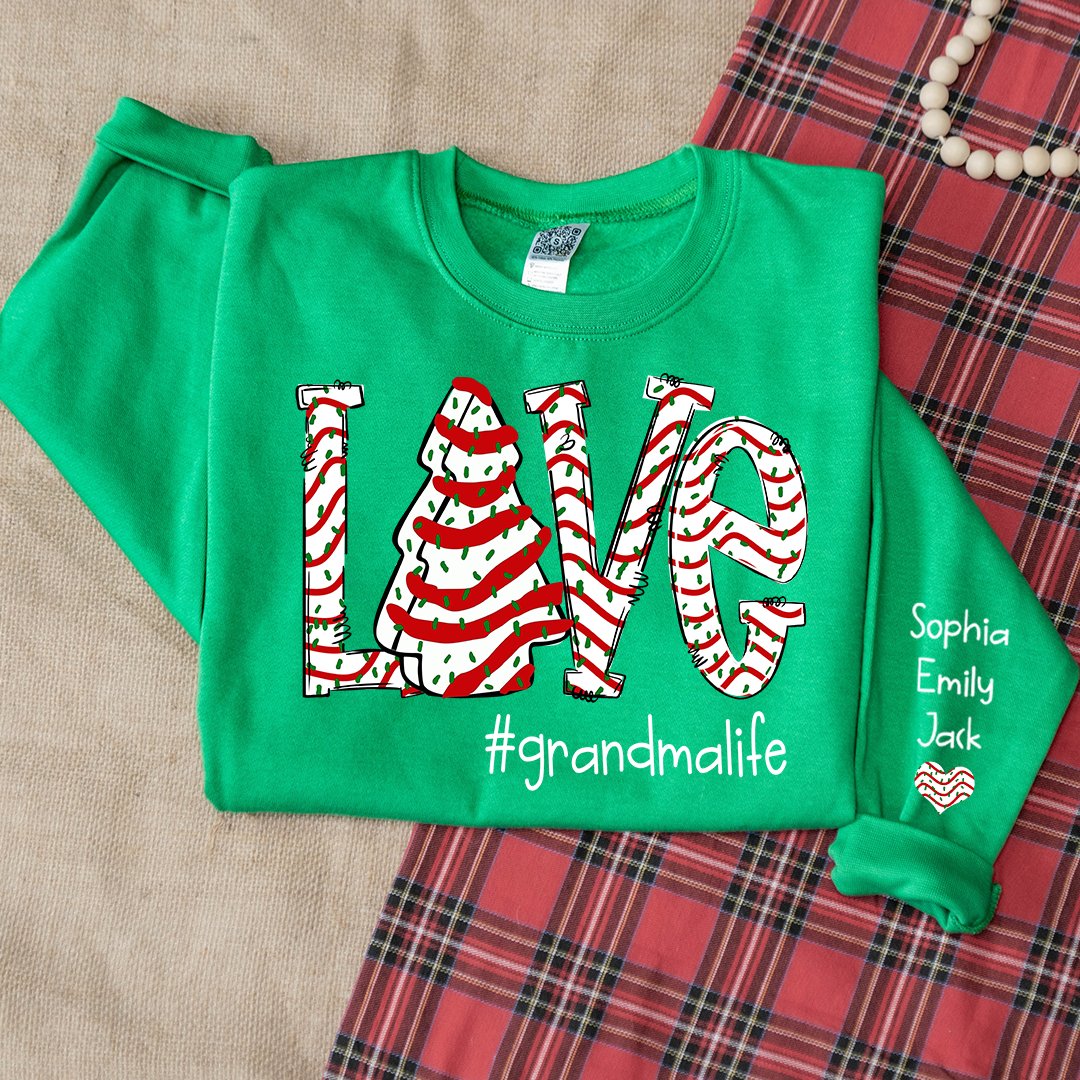 Personalized Love grandmalife Cake Christmas With Grandkids Sweatshirt