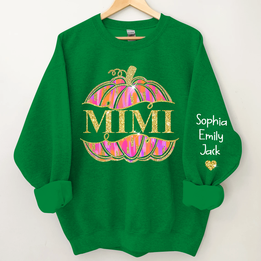 Mimi Pumpkin Glitter And Kids Autumn Sweatshirt