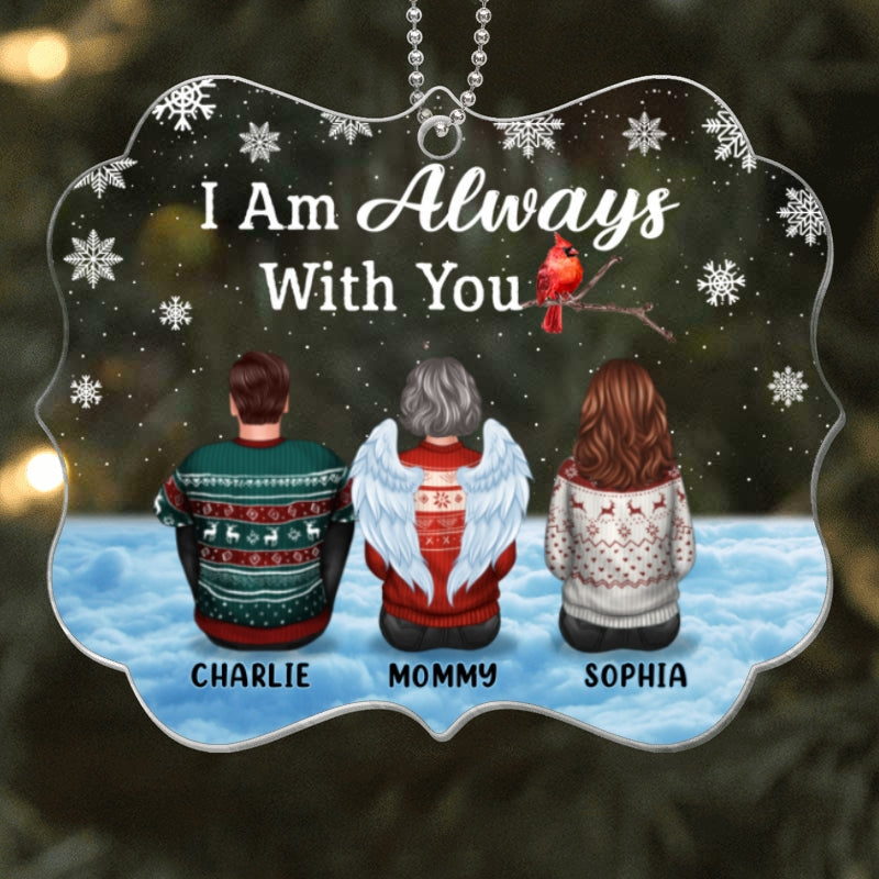 Family Back View Cardinal Memorial On Cloud Personalized Acrylic Ornament