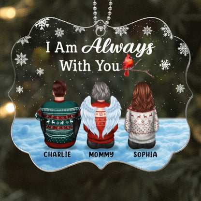 Family Back View Cardinal Memorial On Cloud Personalized Acrylic Ornament