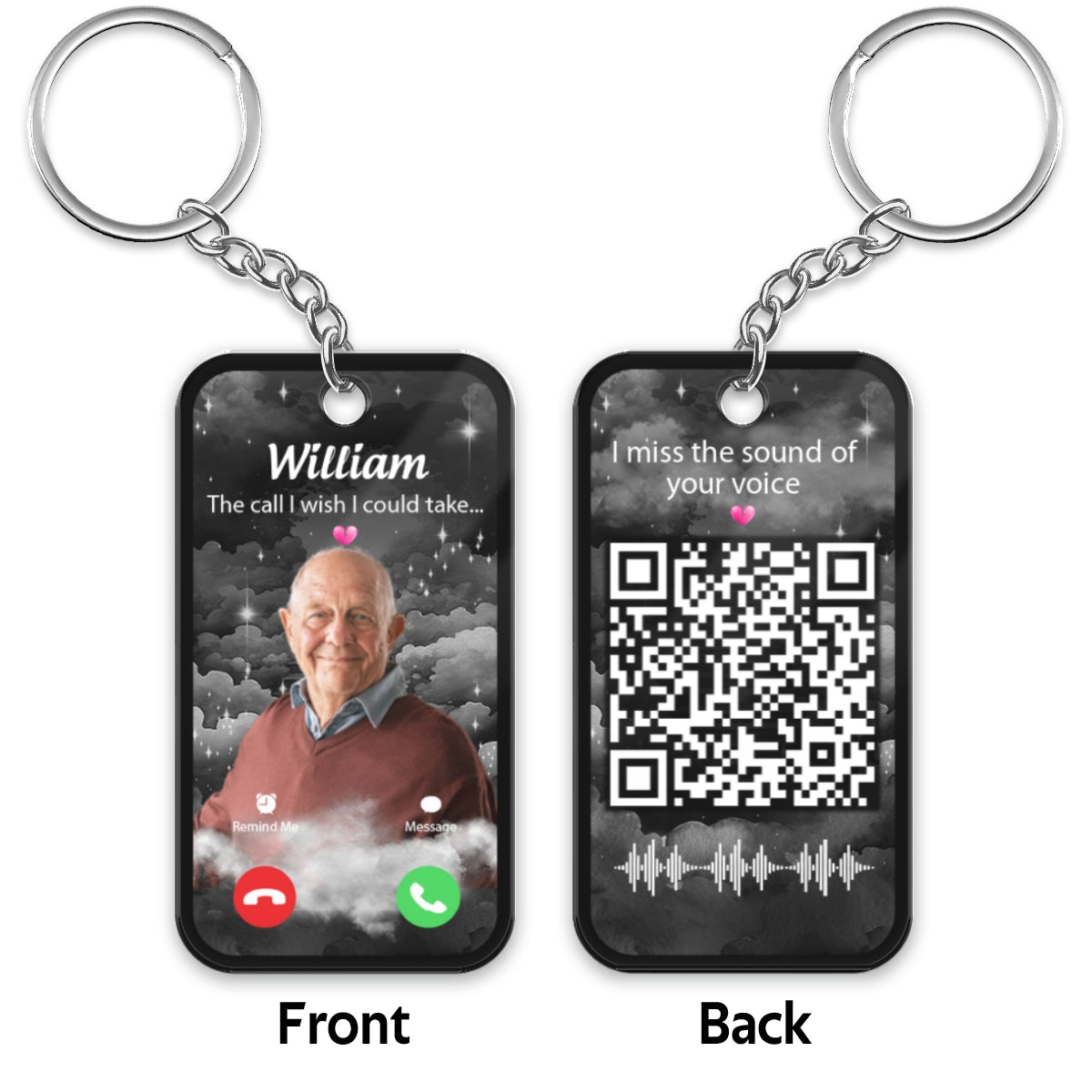 The Call I Wish I Could Take Memorial Sympathy Gift Remembrance Keepsake Photo Inserted Voice Message QR Code Personalized Acrylic Keychain