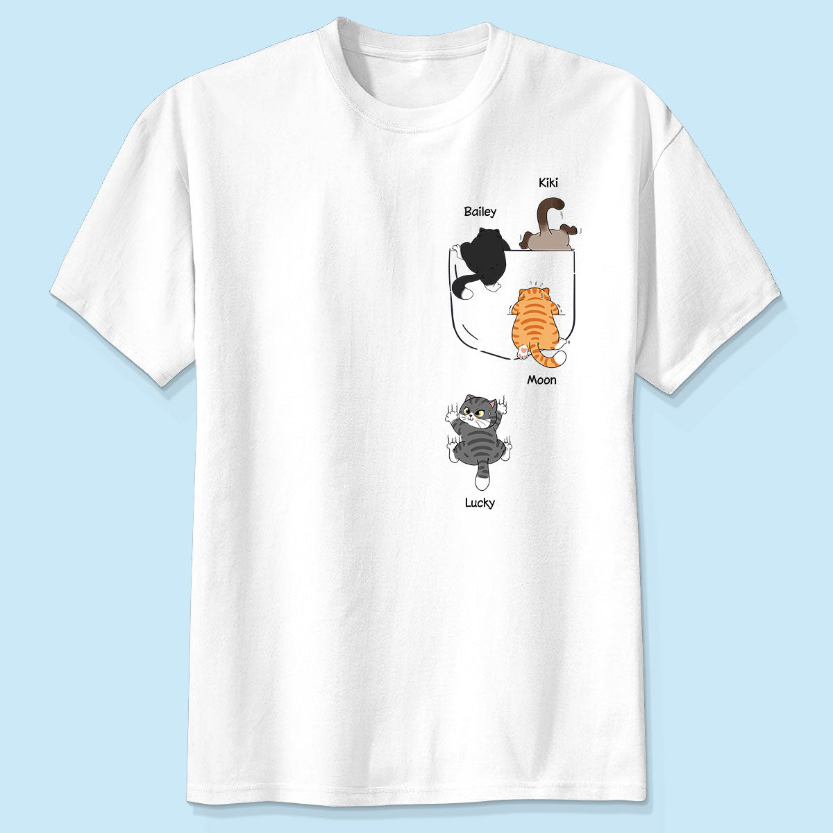 Cute Naughty Cat Climbing Pocket Personalized Shirt