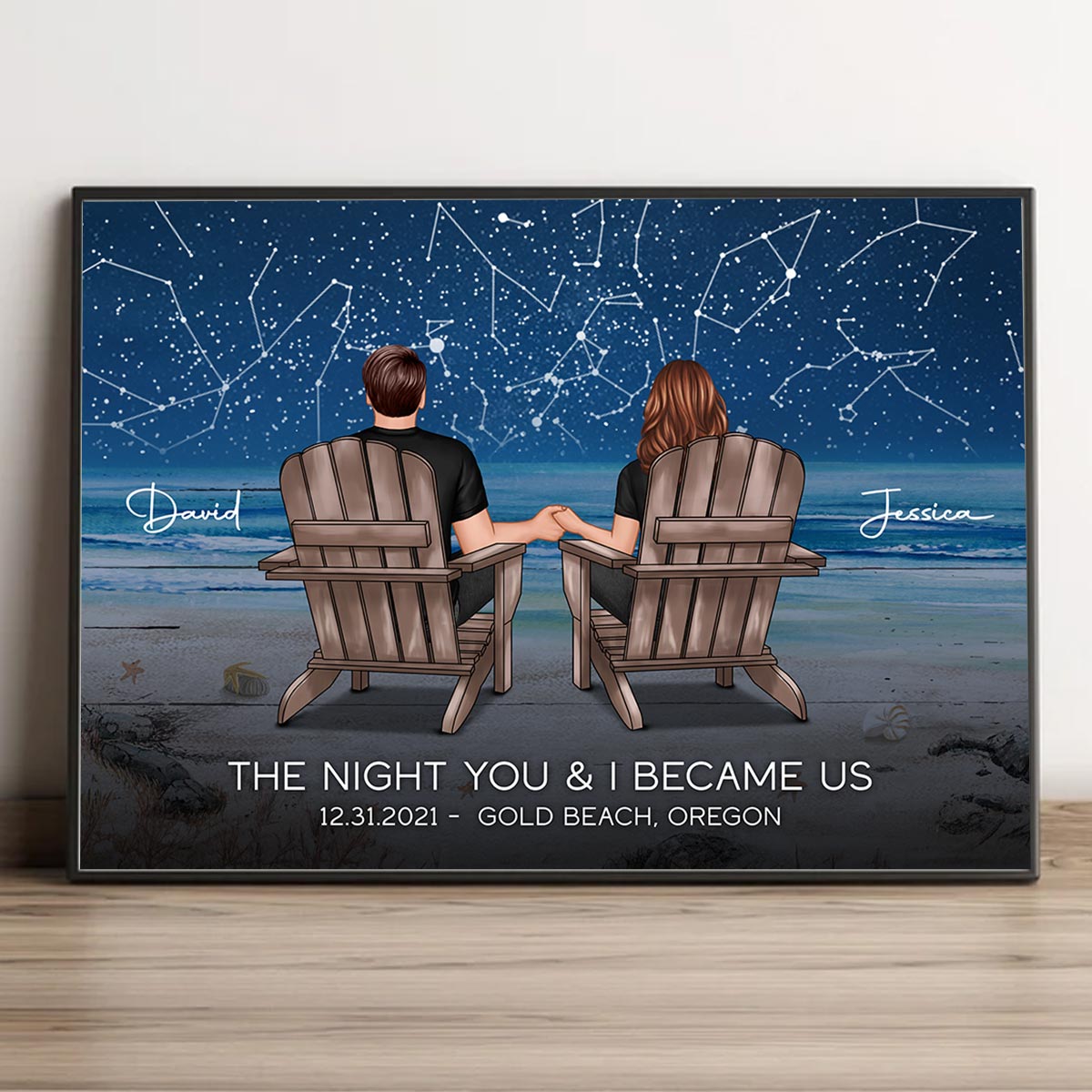 Eternal Love Couple Custom Star Map Landscape Personalized Poster, Heartfelt 2025 Anniversary Gift Wedding Gift For Couple, Husband, Wife, Dad, Mom