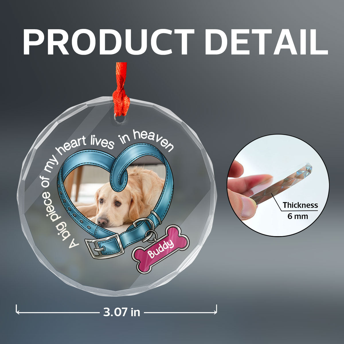 You Left Paw Prints In My Heart Forever Heart Collar Dog Memorial Personalized Glass Ornament