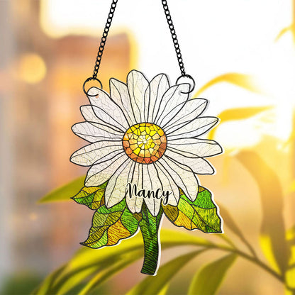 Birth Flower With Name Suncatcher Ornament, Birth Month Flower Acrylic Window Hanging, Birth Flower Memorial Gift, Mothers Day Gift For Mom