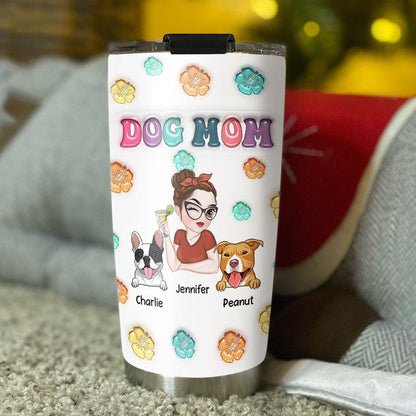 Dog Mom Summer - Personalized Custom 3D Inflated Effect Tumbler