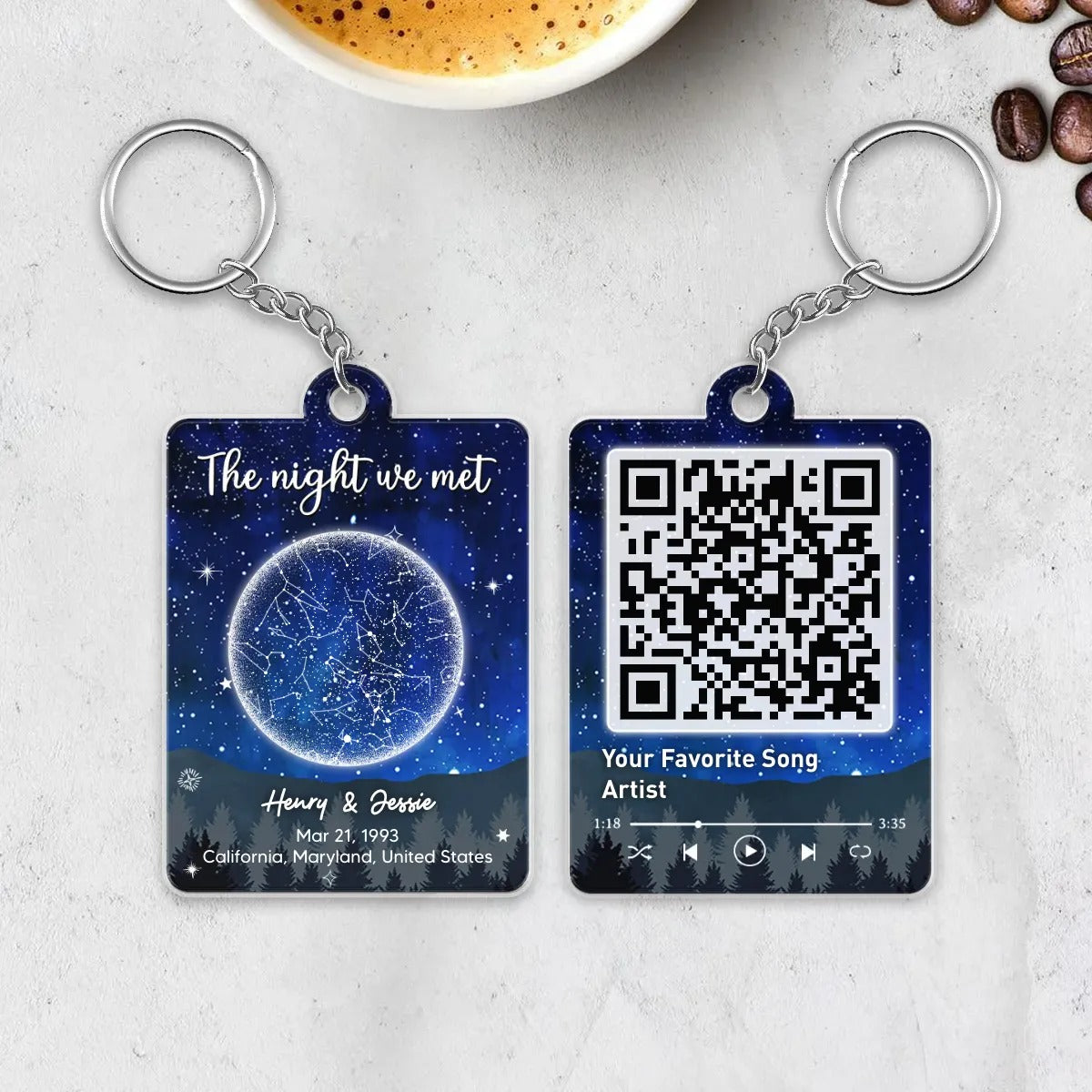 Couple Galaxy Star Map by Location & Date Personalized Acrylic Keychain