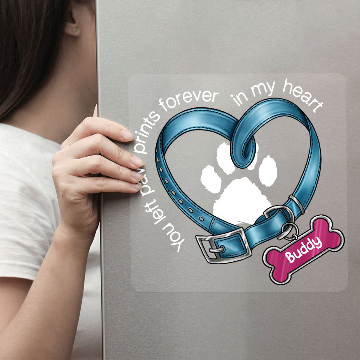 You Left Paw Prints In My Heart Dog, Cat, Pet Memorial Sympathy Remembrance Gift Personalized Decal