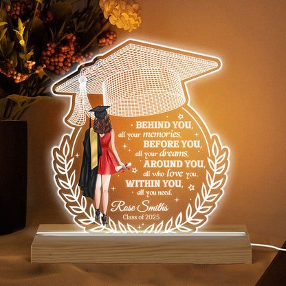 Behind You All Your Memories Graduation Gift Personalized Custom Shape Warm LED Night Light