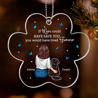 Dog Memorial Sitting Back View Memorial Keepsake Sympathy Gift Personalized Acrylic Ornament