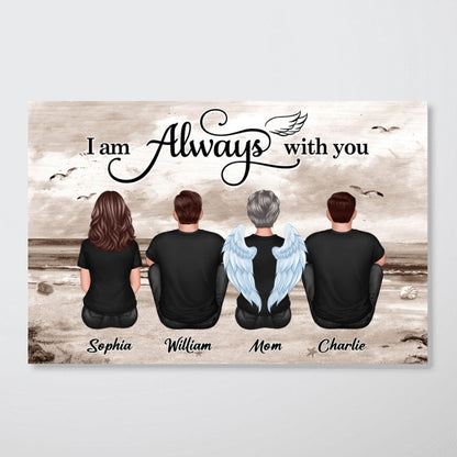 Always With You Family Sitting Retro Vintage Beach Landscape Memorial Personalized Horizontal Poster