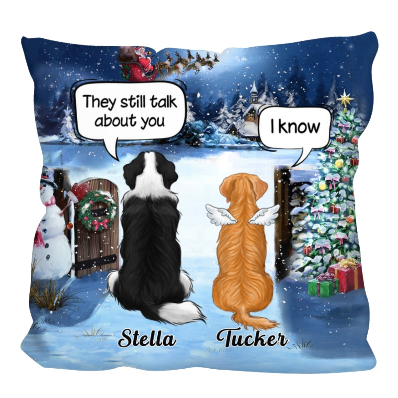 Dogs Cats Conversation Memorial Christmas Personalized Pillow (Insert Included)