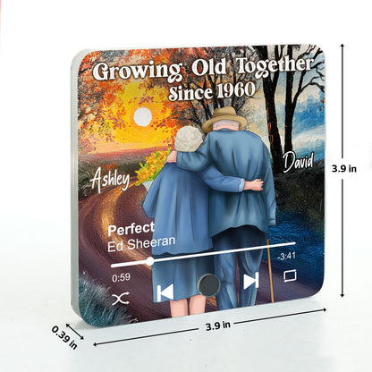 Old Couple Growing Old Together Since Personalized Music Fridge Magnet, Heartfelt 2025 Valentine's Day Gift For Couple, For Him, For Her, Boyfriend, Girlfriend, Husband, Wife