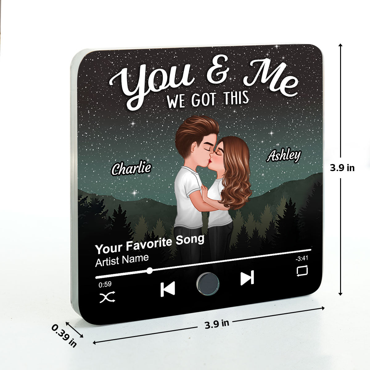 Couple Kissing Under Stars Personalized Music Fridge Magnet, Heartfelt 2025 Valentine's Day Gift For Couple, For Him, For Her, Boyfriend, Girlfriend, Husband, Wife