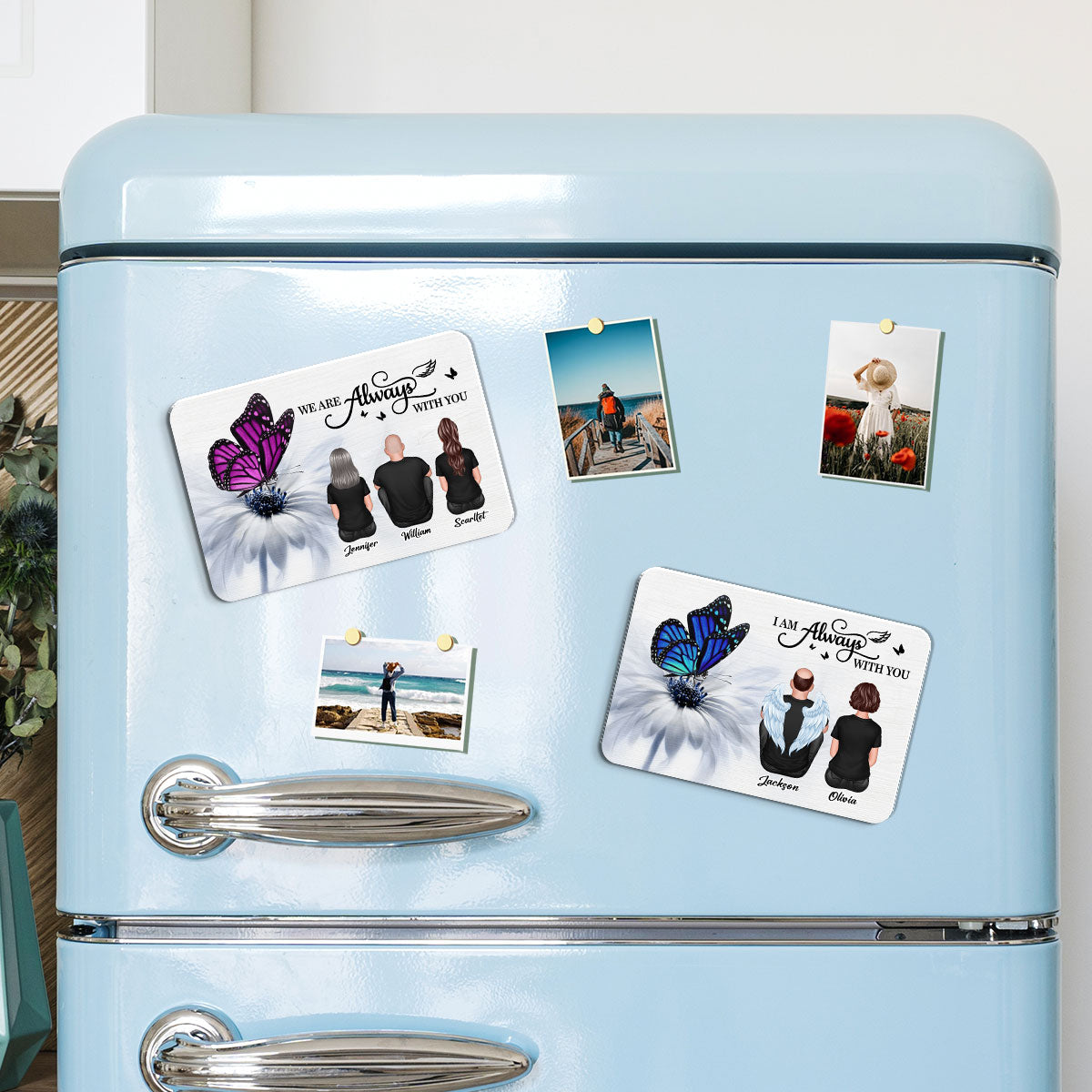 Butterfly I Am Always With You Family Memorial Personalized Acrylic Fridge Magnet, Remembrance Gift, Sympathy Gift