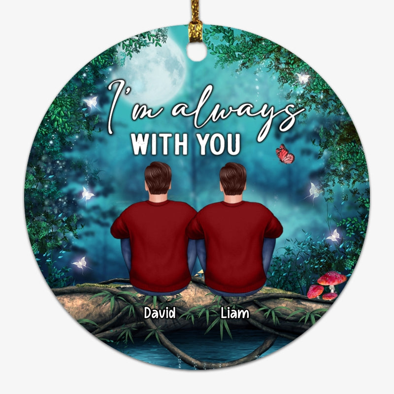 Family Memorial Tree Log Night Personalized Circle Ornament