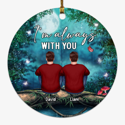 Family Memorial Tree Log Night Personalized Circle Ornament