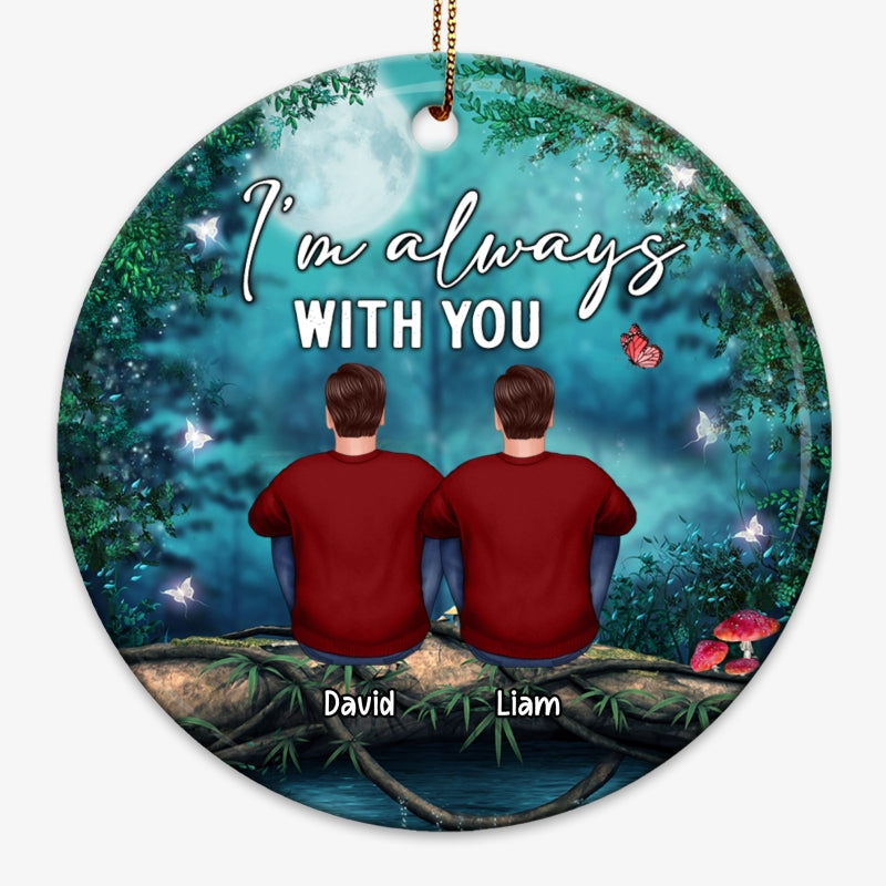 Family Memorial Tree Log Night Personalized Circle Ornament