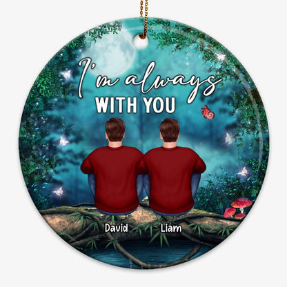 Family Memorial Tree Log Night Personalized Circle Ornament