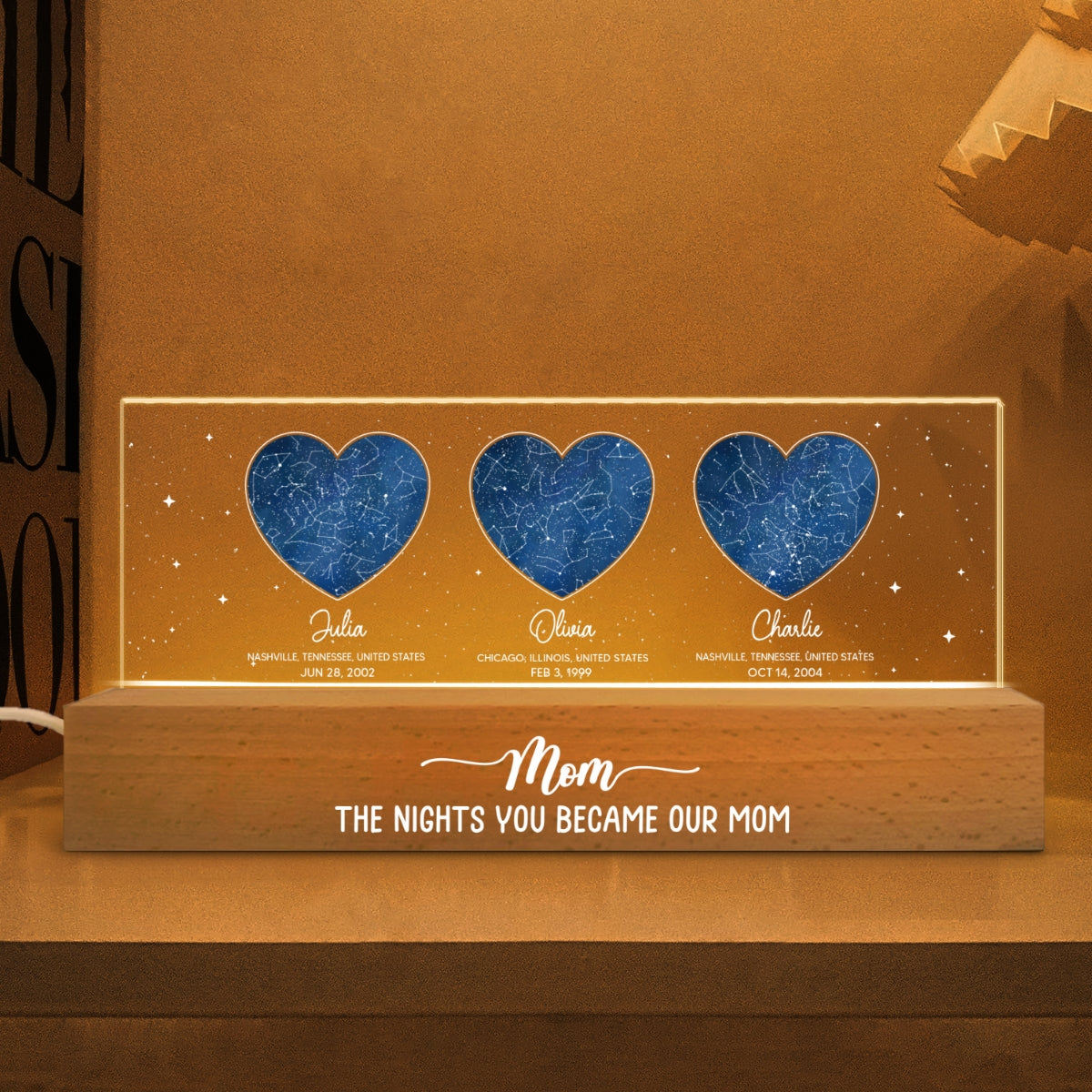 Under This Sky You Became Our Mom Custom Star Map Personalized Acrylic LED Night Light, Heartfelt Mother's Day Gift Birthday Gift Just Because Gift For Mom