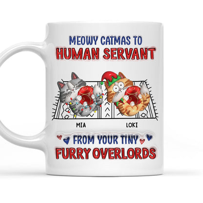 Meowy Catmas To Human Servant - Personalized Custom 3D Inflated Effect Mug