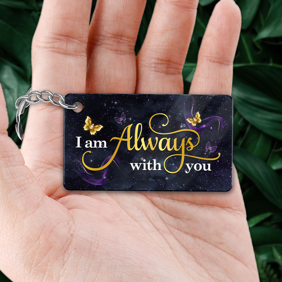 Glow Butterflies Family Back View Sitting Memorial Sympathy Remembrance Keepsake Personalized Acrylic Keychain