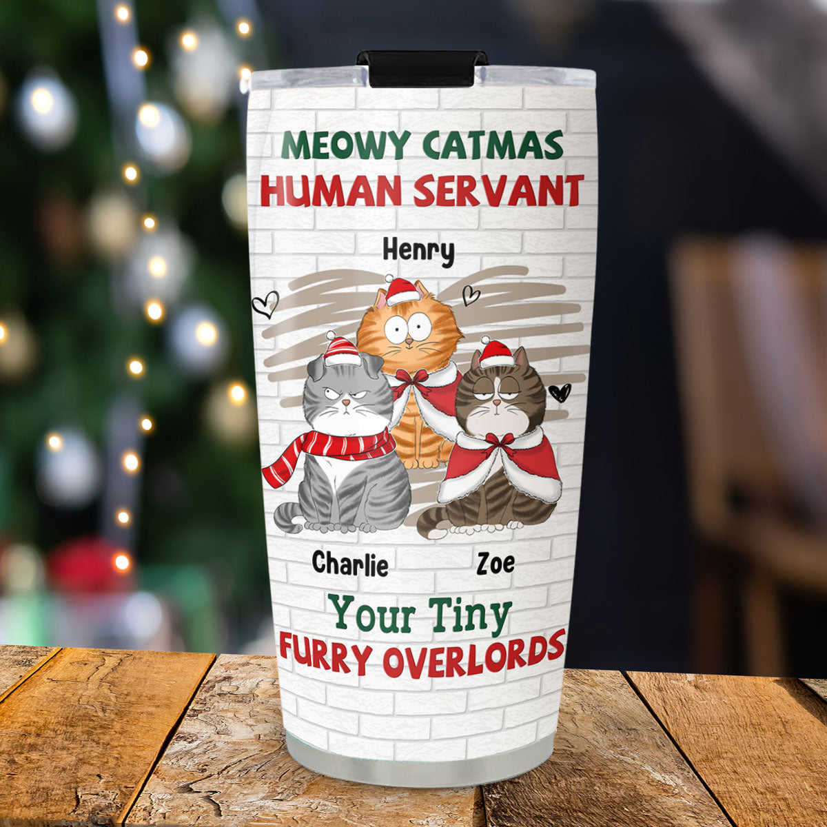 Tiny Cat Overlord Christmas - Personalized Custom Tumbler