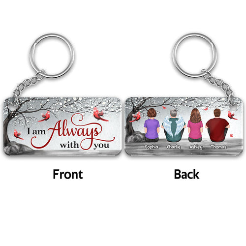 Cardinal Blossom Tree Always With You Whole Family Memorial Remembrance Gift Personalized Acrylic Keychain