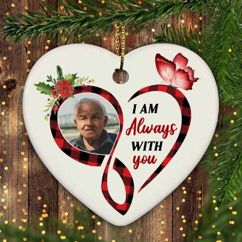 Always With You Infinity Heart Photo Memorial Personalized Heart Ornament