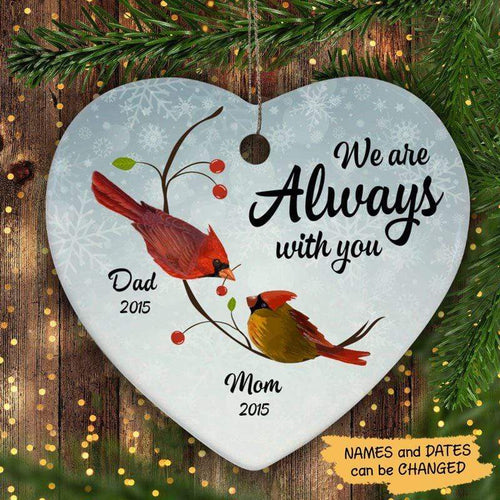 Cardinal Always With You Memorial Personalized Heart Ornament