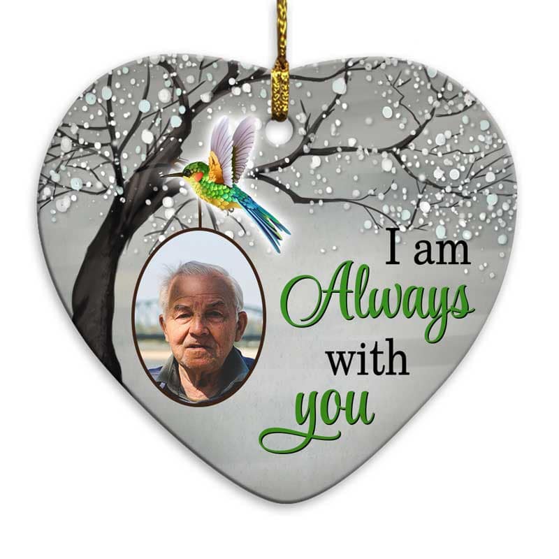 Hummingbird Always With You Blossom Tree Memorial Personalized Heart Ornament
