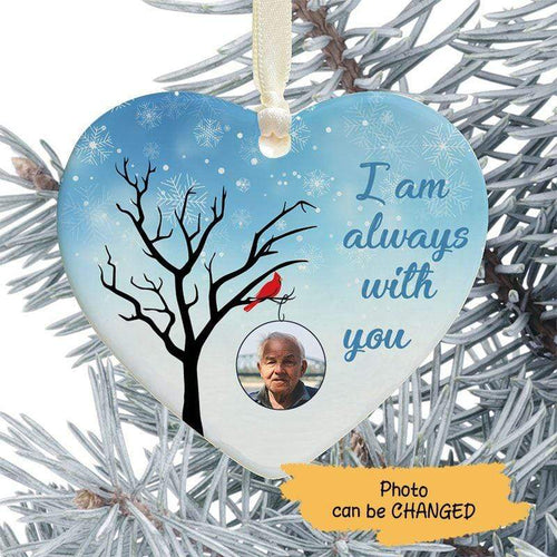 I Am Always With You Photo Memorial Personalized Heart Ornament