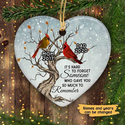 Memorial Cardinal Hard To Forget Personalized Heart Ornament