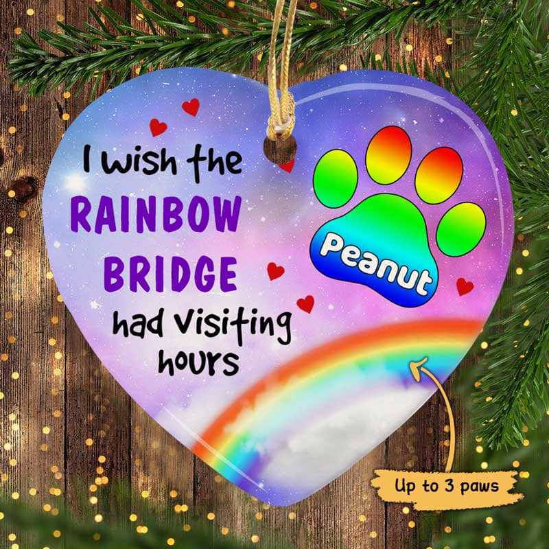 Rainbow Bridge Visiting Hours Dog Memorial Personalized Heart Ornament