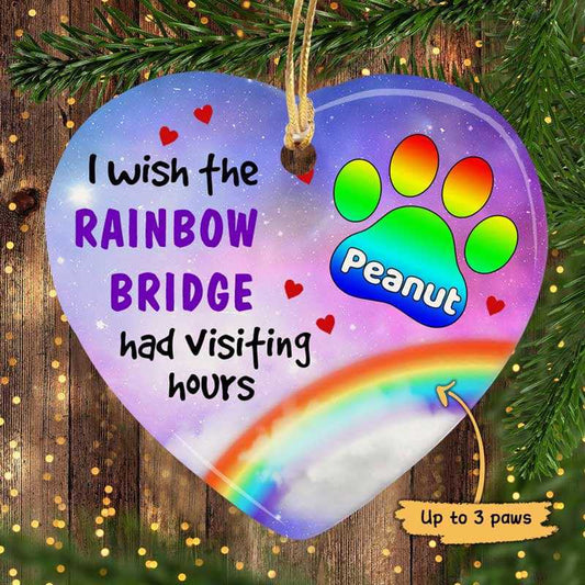 Rainbow Bridge Visiting Hours Dog Memorial Personalized Heart Ornament