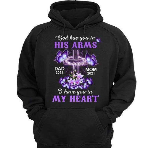 Purple Butterflies Cross Memorial Personalized Hoodie Sweatshirt