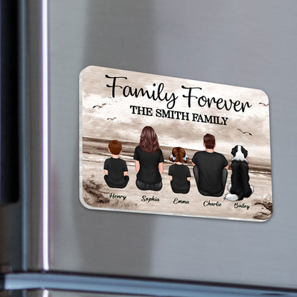 Family Forever Beach Landscape Personalized Acrylic Fridge Magnet, Gift For Family